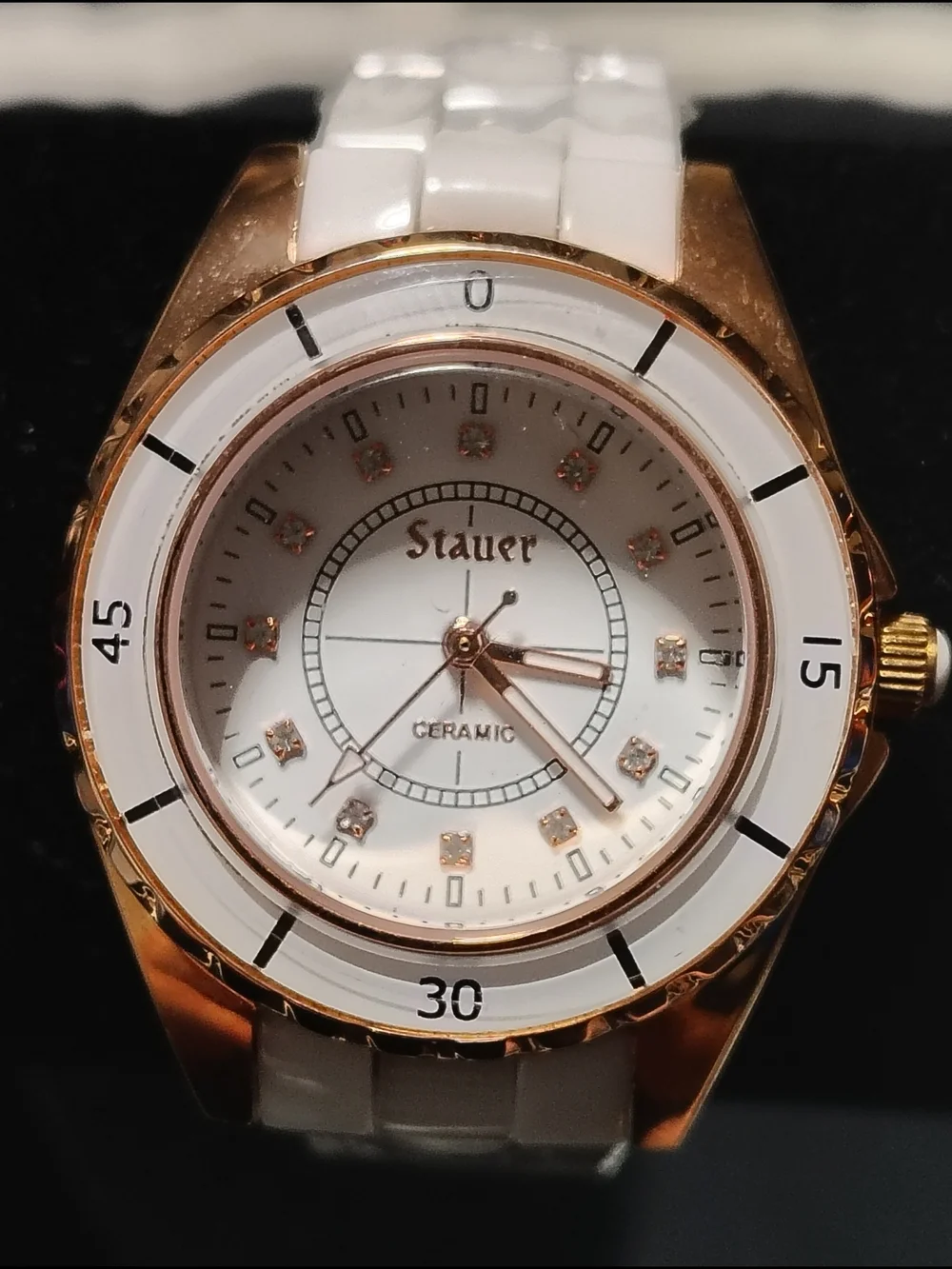 Stauer White and Rose Gold Ceramic Accent Watch